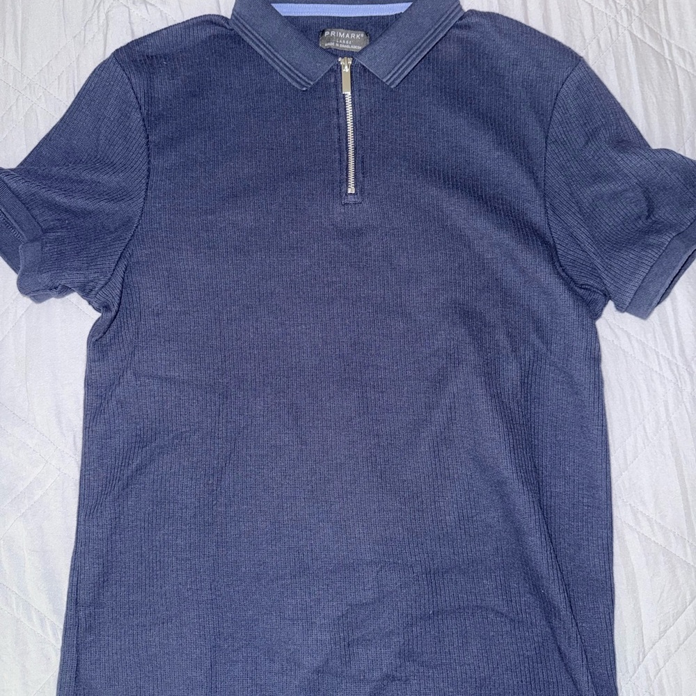 Primark Navy Polo Shirt with Zip Collar